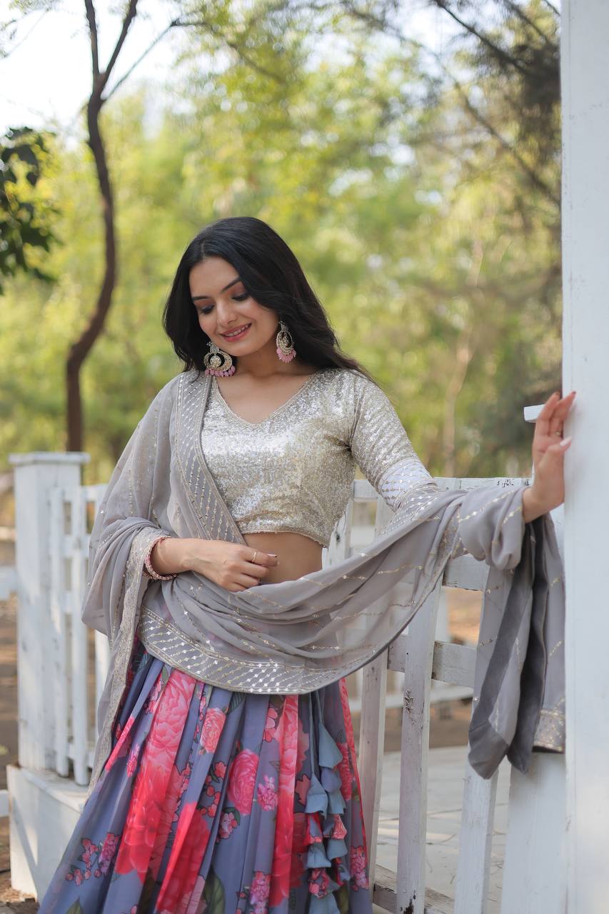 Digital Printed Georgette Lehengas choli collection