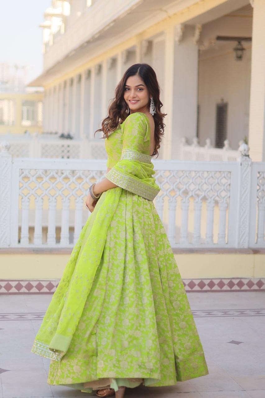 Designer Dyeable Pure Viscose Jacquard fabric Lehenga Choli & Dupatta Set LEHENGA CHOLI COLLECTIONS