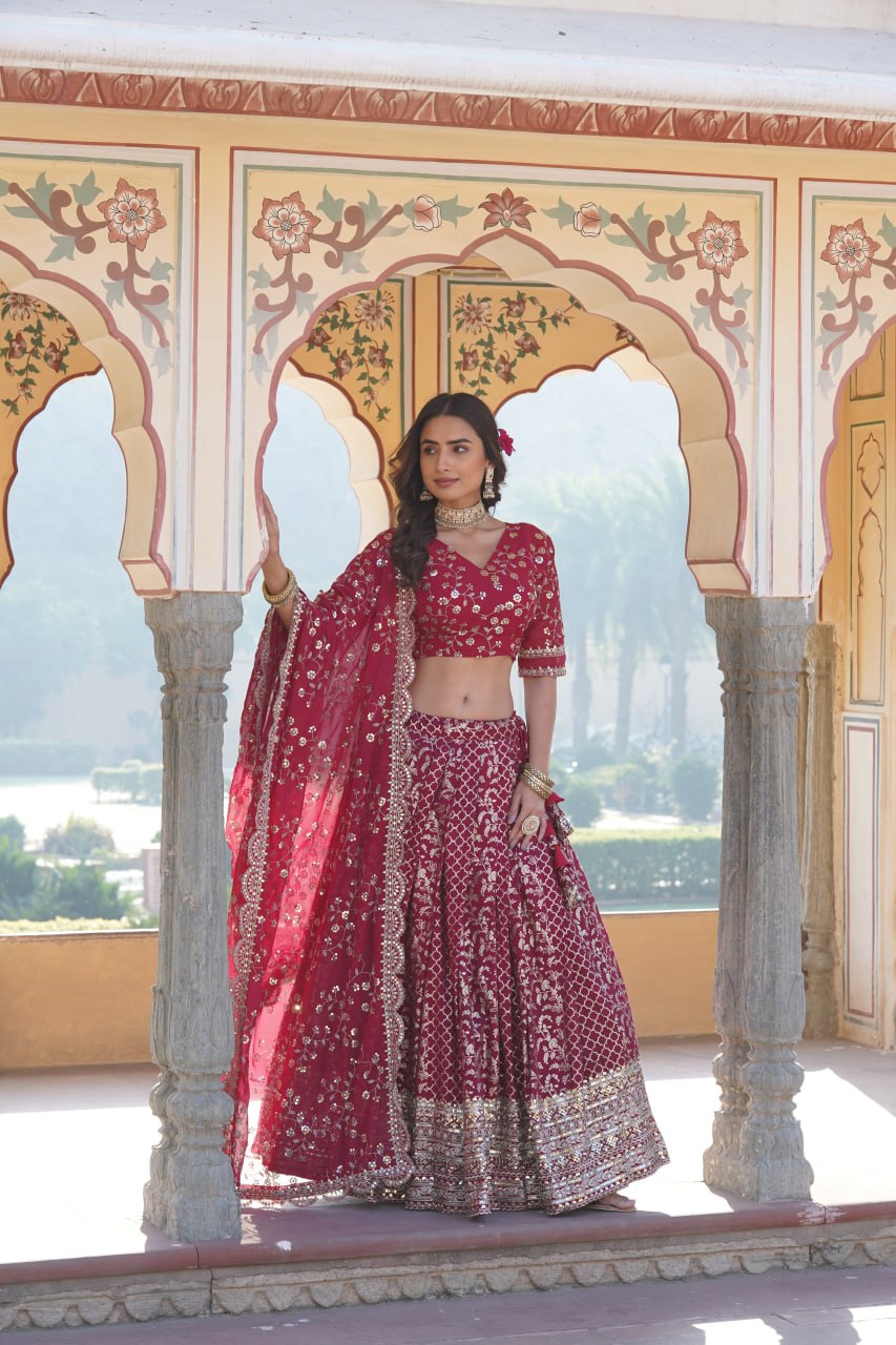 Designer Pure Viscose Jacquard fabric Lehenga Choli & Dupatta Set LEHENGA CHOLI COLLECTIONS-2024