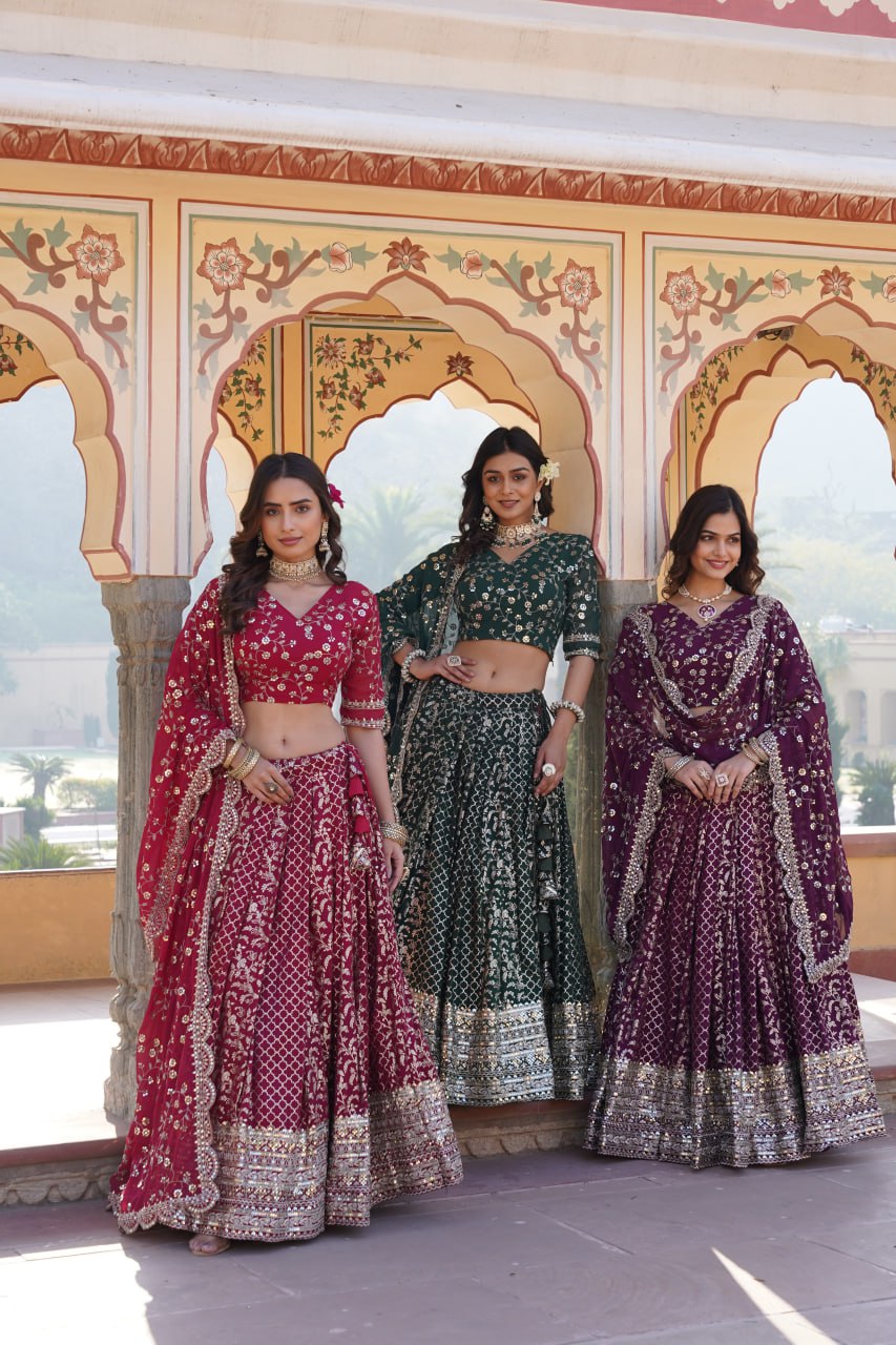 Designer Pure Viscose Jacquard fabric Lehenga Choli & Dupatta Set LEHENGA CHOLI COLLECTIONS-2024
