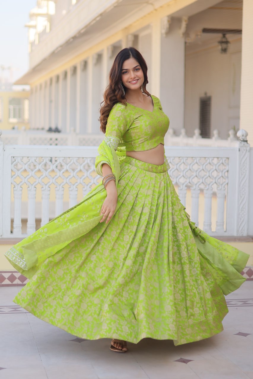 Designer Dyeable Pure Viscose Jacquard fabric Lehenga Choli & Dupatta Set LEHENGA CHOLI COLLECTIONS
