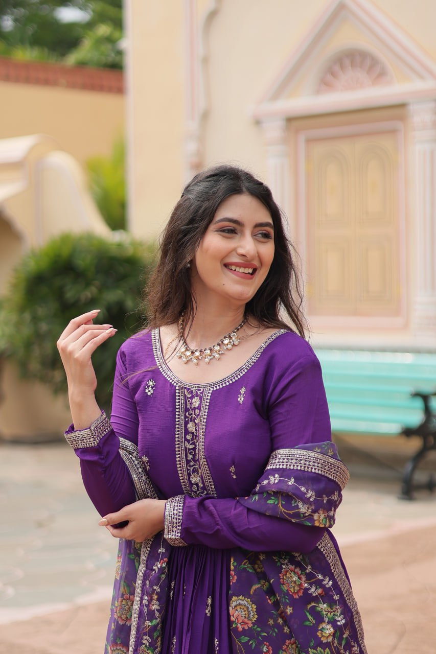 Chinon And Sequins Embroidered Work GOWN-WITH-DUPATTA COLLECTIONS