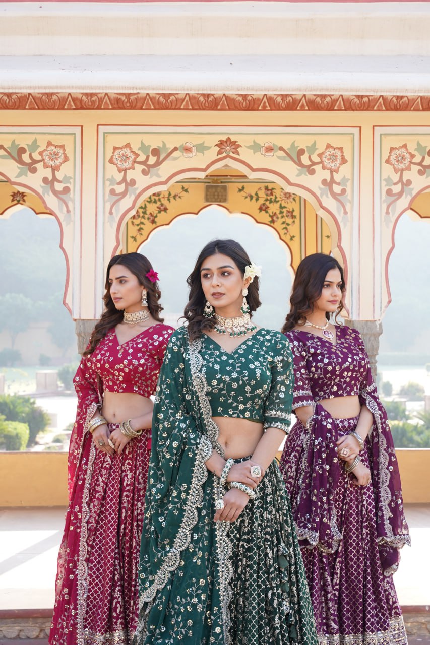 Designer Pure Viscose Jacquard fabric Lehenga Choli & Dupatta Set LEHENGA CHOLI COLLECTIONS-2024