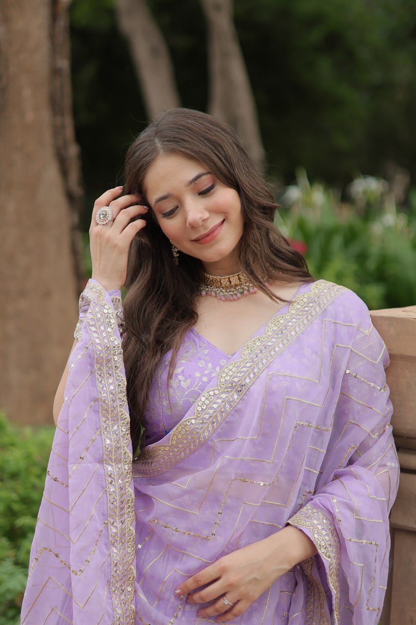 Viscose Dayble Jequard Fabric, Adorned With Intricate Sequins Embroidered Work Lehngha Collection