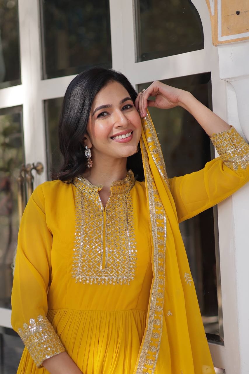 DESIGNER Georgette with Rich Sequins Embroidered work GOWN-WITH-DUPATTA COLLECTIONS