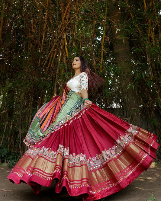 Designer Printed Lehenga Choli With Dupatta For Butter Silk