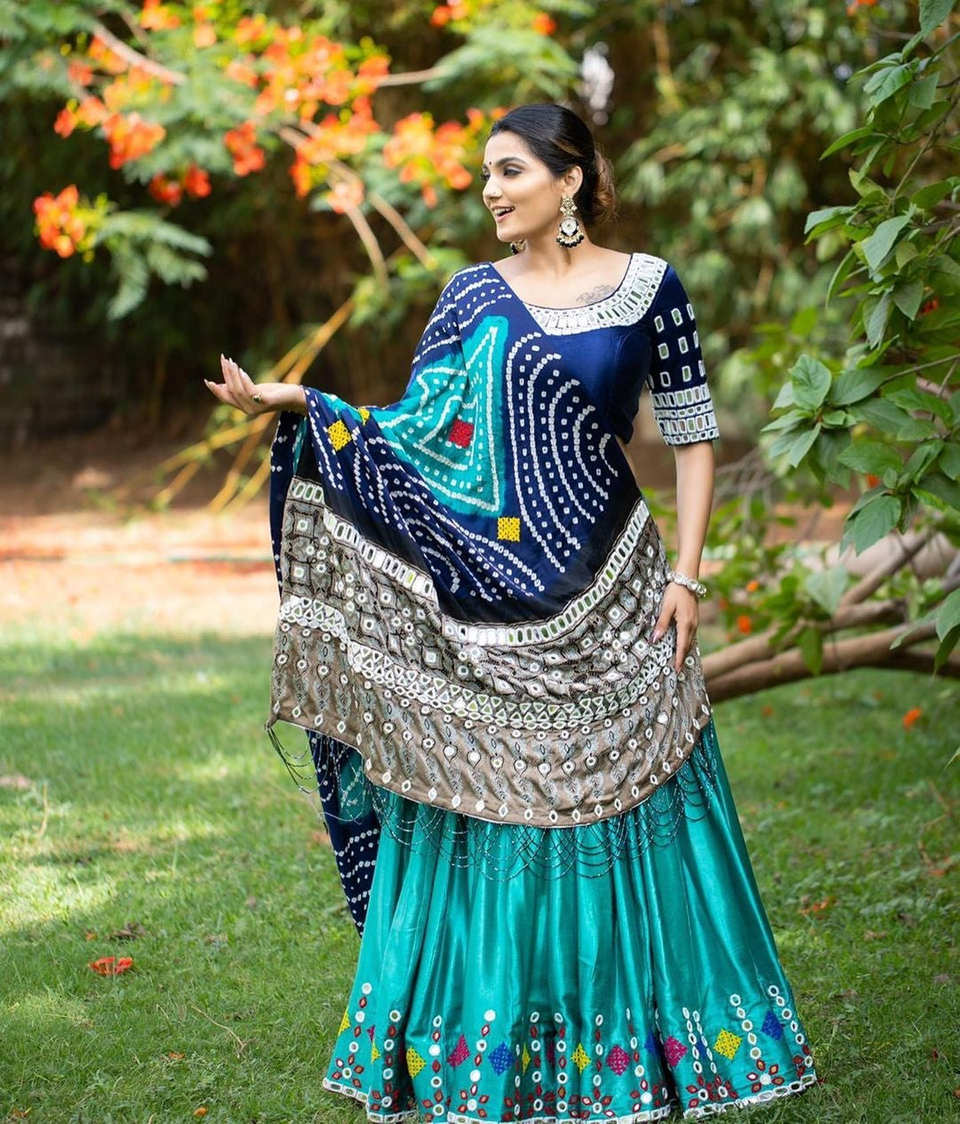 Blue Designer Printed Lehengha Choli