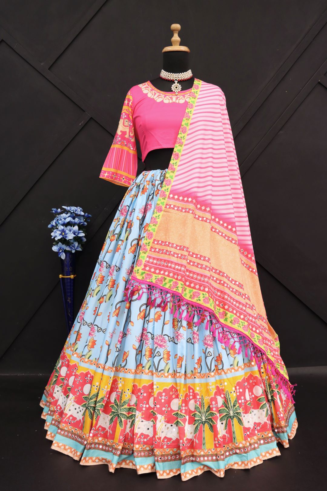 Designer Digital Printed Lehenga Choli with Dupatta in Soft Butter Silk