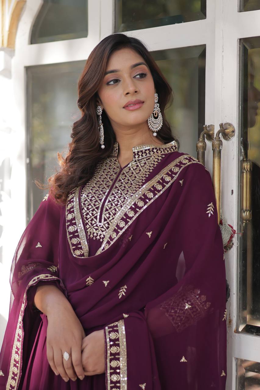 DESIGNER Georgette with Rich Sequins Embroidered work GOWN-WITH-DUPATTA COLLECTIONS