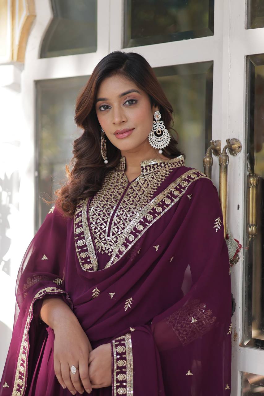 DESIGNER Georgette with Rich Sequins Embroidered work GOWN-WITH-DUPATTA COLLECTIONS