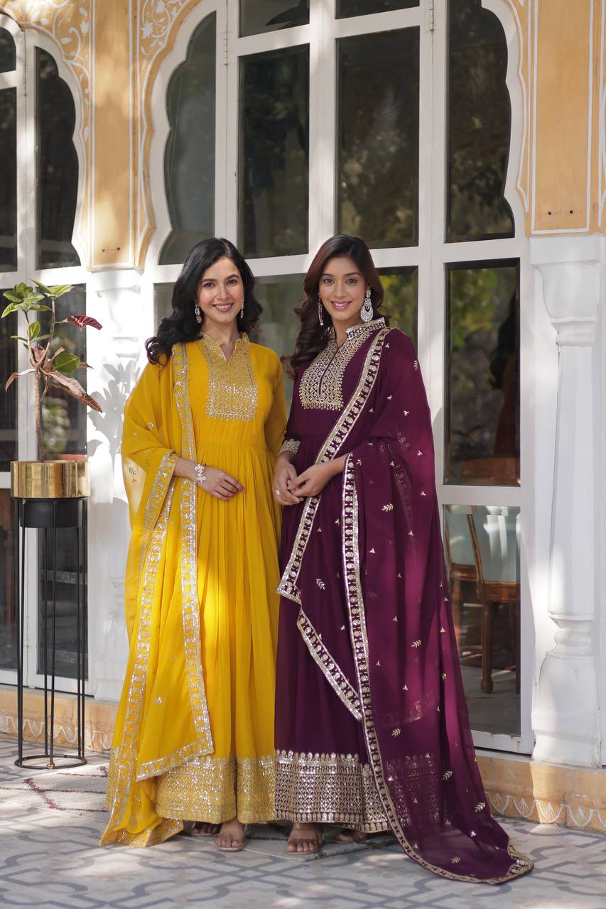 DESIGNER Georgette with Rich Sequins Embroidered work GOWN-WITH-DUPATTA COLLECTIONS