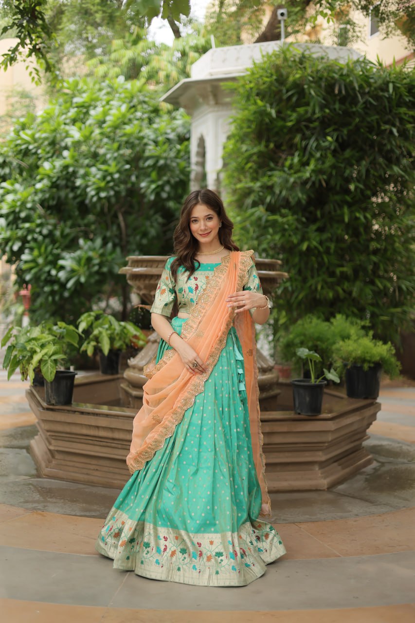 Trending Cosmos Jequard Lehenga Choli With Russian silk Embroidered Dupatta LEHNGHA CHOLI COLLECTION