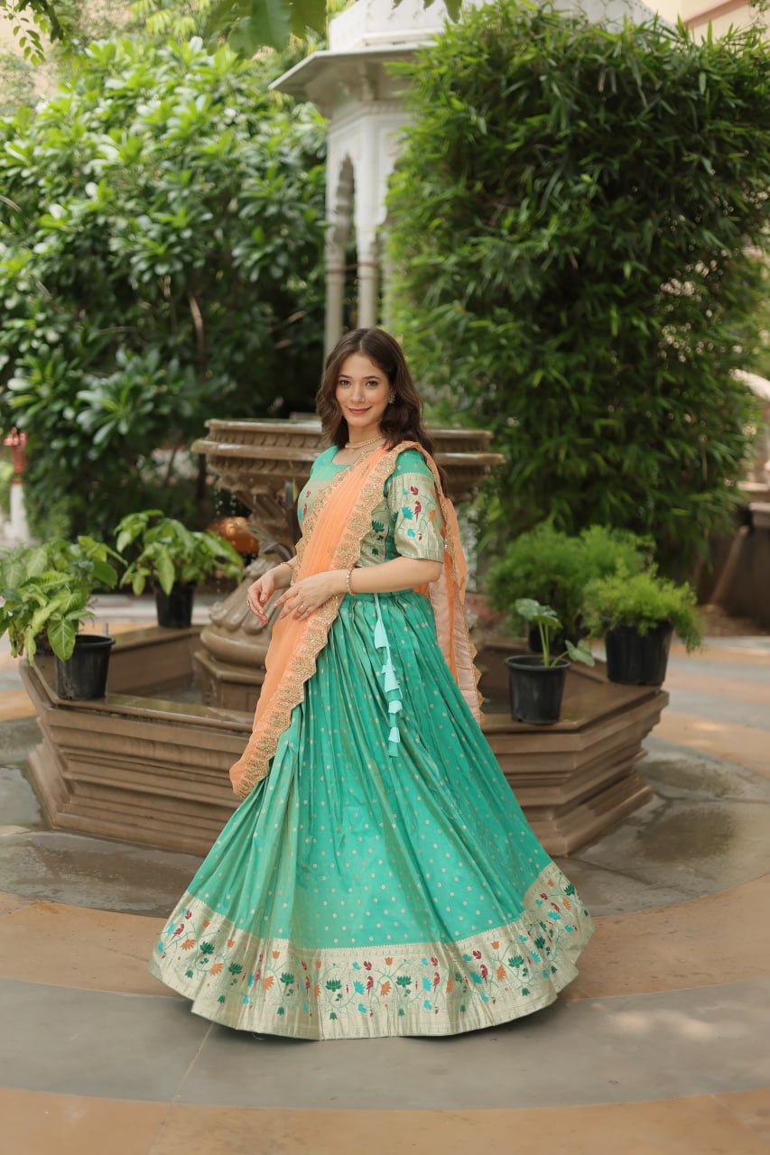 Trending Cosmos Jequard Lehenga Choli With Russian silk Embroidered Dupatta LEHNGHA CHOLI COLLECTION
