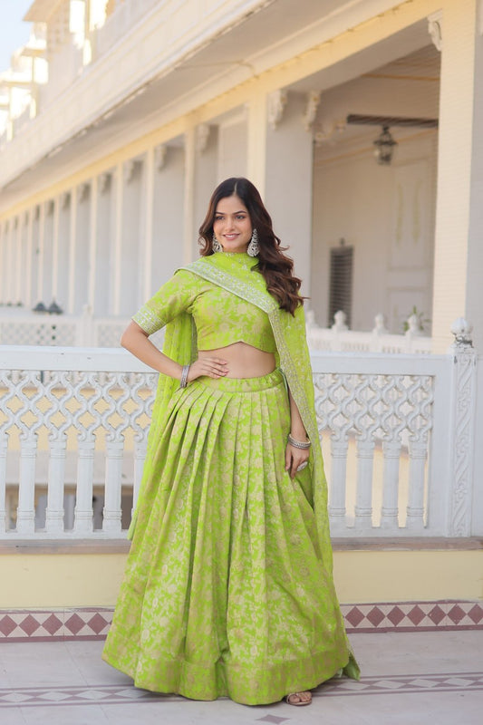 Designer Dyeable Pure Viscose Jacquard fabric Lehenga Choli & Dupatta Set LEHENGA CHOLI COLLECTIONS