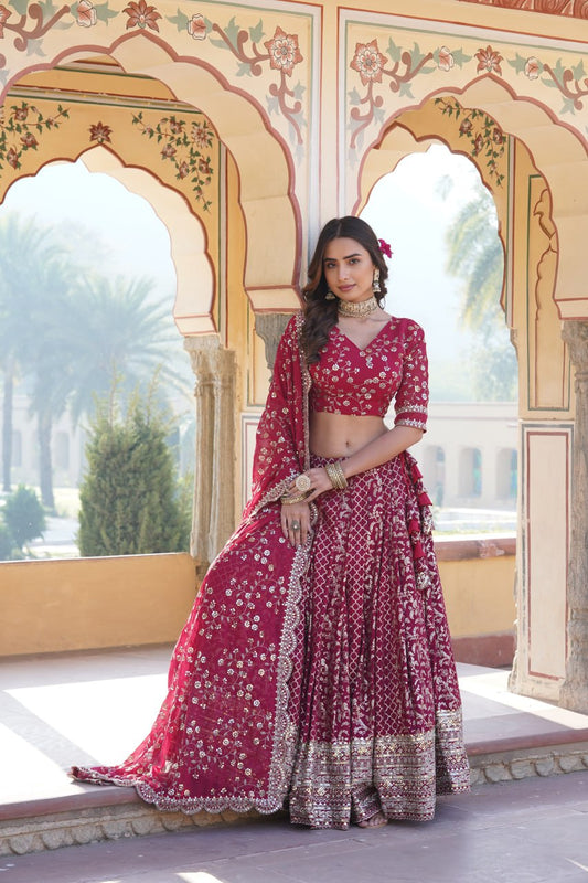 Designer Pure Viscose Jacquard fabric Lehenga Choli & Dupatta Set LEHENGA CHOLI COLLECTIONS-2024
