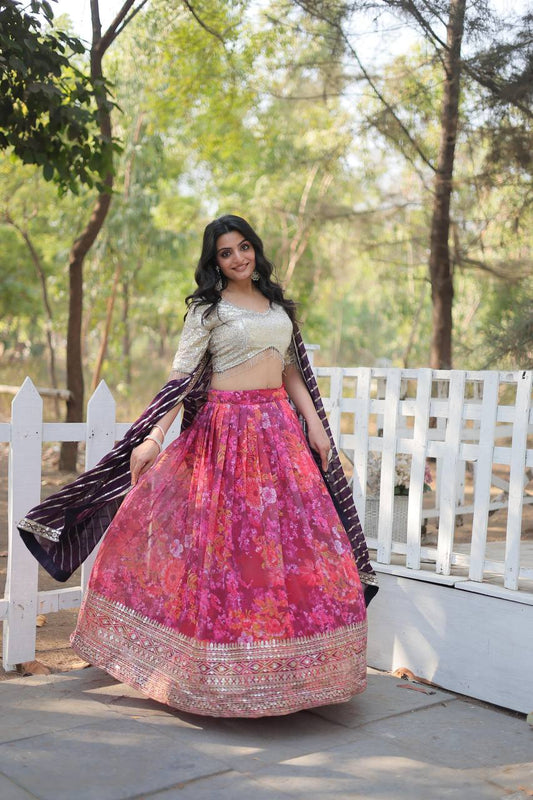 DIGITAL PRINTED GEORGETTE LEHNGHA  CHOLI COLLECTION