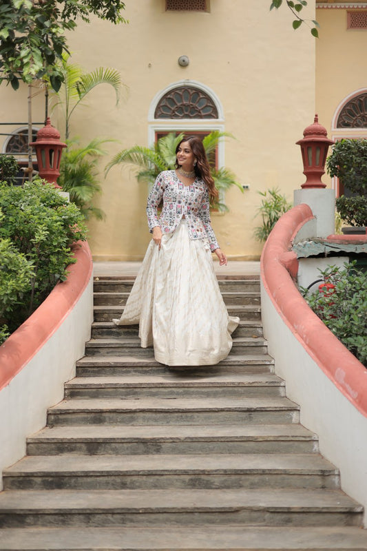 Trending Fashionable Co-ord  Set with  Rich Thread-Sequins Embroidered work Blouse and Dayble Viscose Lehenga Which looks Amazing for Any Functions. 🥰