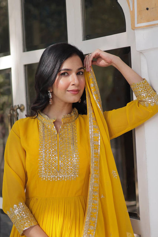 DESIGNER Georgette with Rich Sequins Embroidered work GOWN-WITH-DUPATTA COLLECTIONS