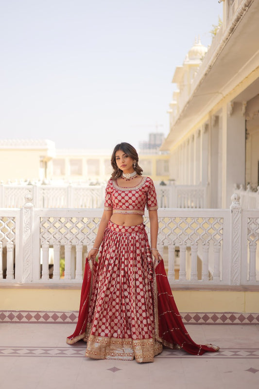 Dyeable Pure Viscose Jacquard fabric Lehenga Choli & Dupatta Set With Sequins Embroidered Work LEHENGA CHOLI COLLECTIONS