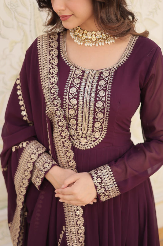 Faux Blooming Gown with Rich Sequins Embroidered work  GOWN-WITH-DUPATTA COLLECTIONS